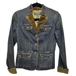 Vintage Lauren Ralph Lauren jean co. Denim blazer jacket corduroy collar
